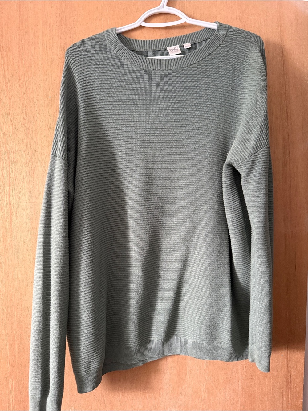 Simons Sage Green Ribbed Crewneck Sweater